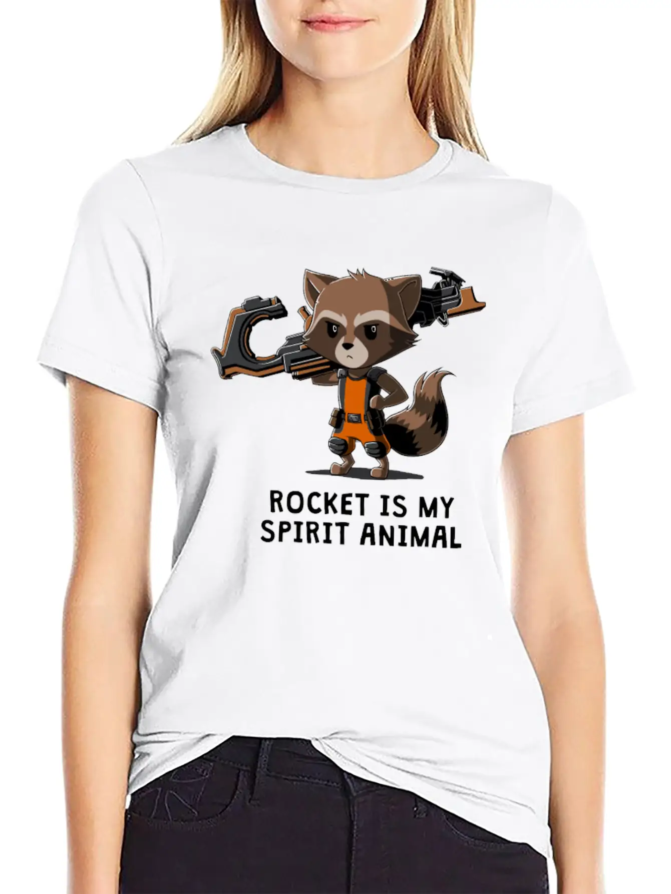 ROCKET IS MY SPIRIT ANIMAL Basic Graphic T-Shirt – Daily Comfort In Soft Cotton