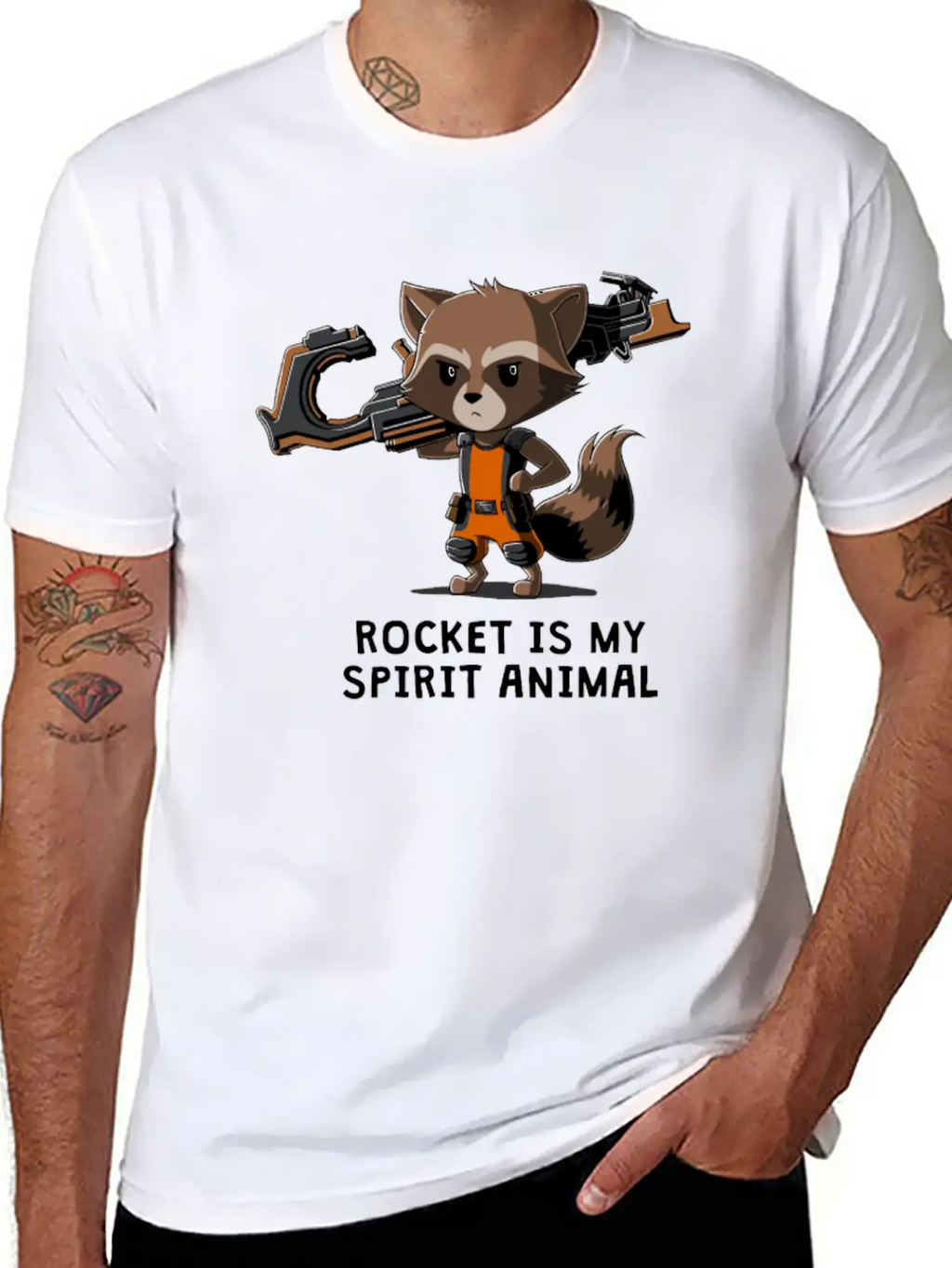 ROCKET IS MY SPIRIT ANIMAL Basic Graphic T-Shirt – Daily Comfort In Soft Cotton