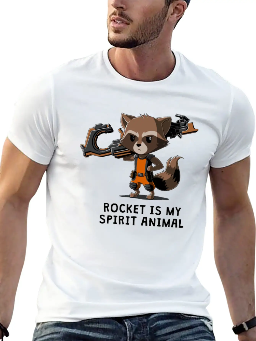 ROCKET IS MY SPIRIT ANIMAL Basic Graphic T-Shirt – Daily Comfort In Soft Cotton