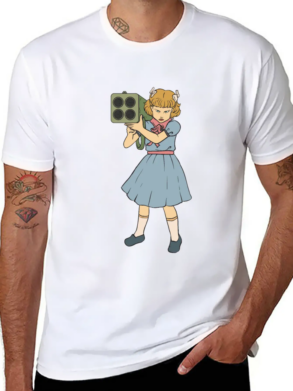 Rocket Launcher Girl - Clementine - Punk Goth Horr Breathable Soft Cotton T-Shirt – Timeless Casual Look