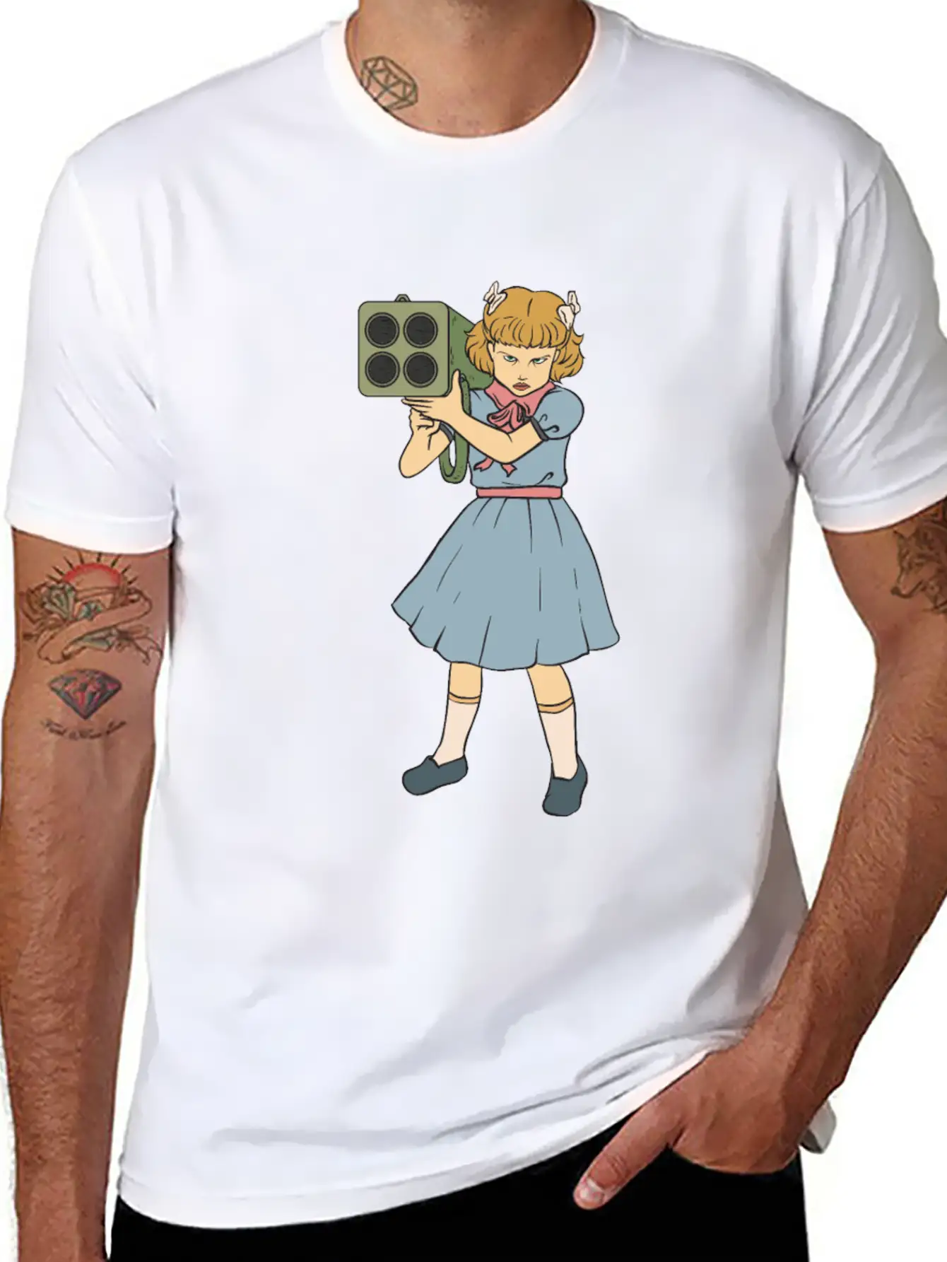 Rocket Launcher Girl - Clementine - Punk Goth Horr Breathable Soft Cotton T-Shirt – Timeless Casual Look