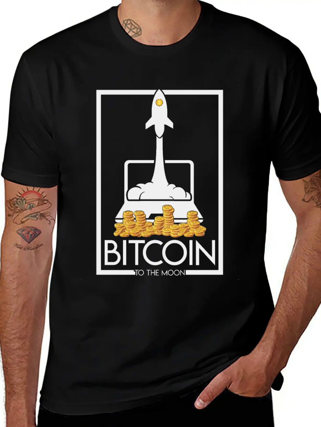 Rocket To The Moon, Bitcoin Unisex Casual T-Shirt – Clean Design For Daily Comfort