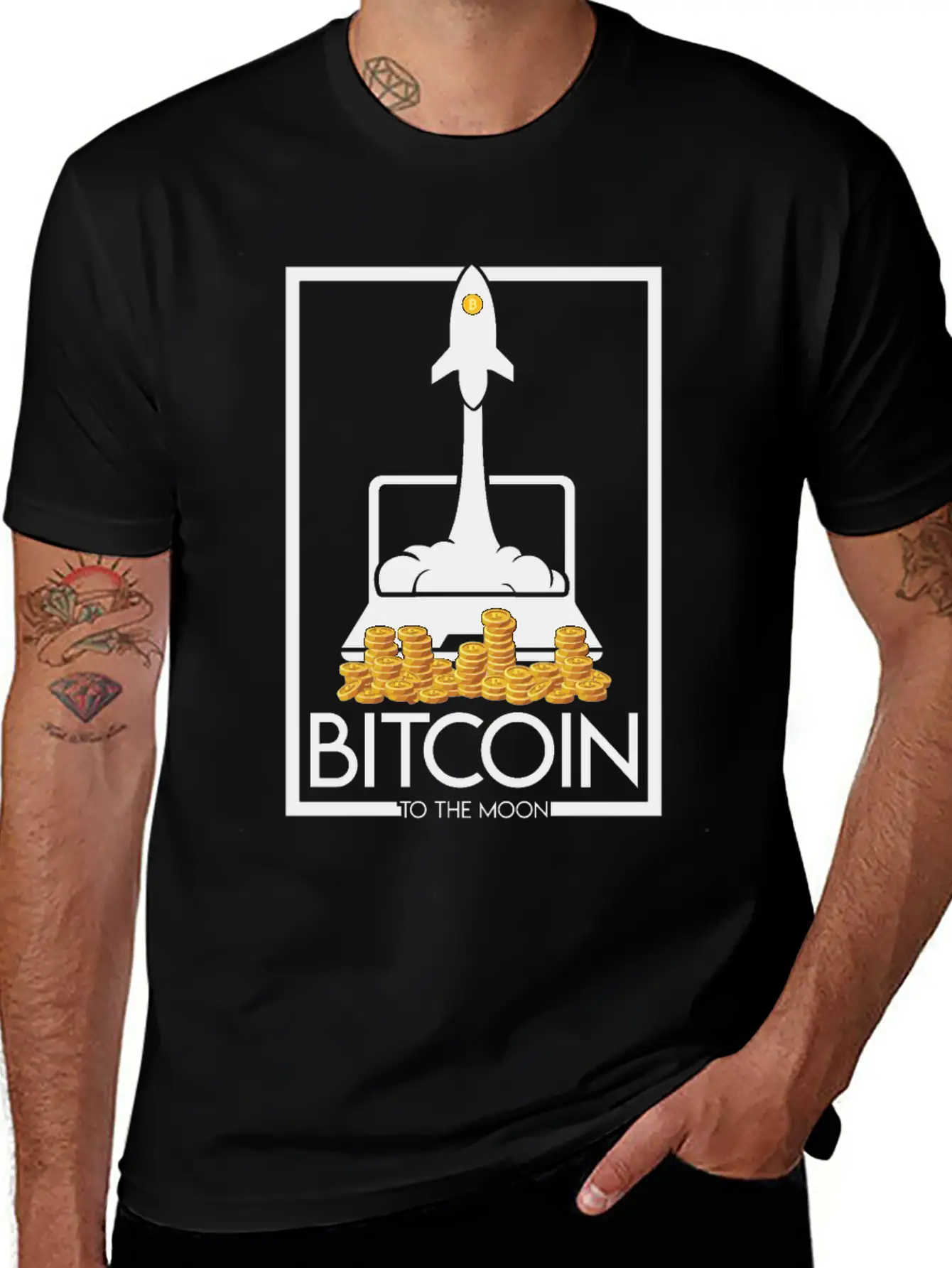 Rocket To The Moon, Bitcoin Unisex Casual T-Shirt – Clean Design For Daily Comfort