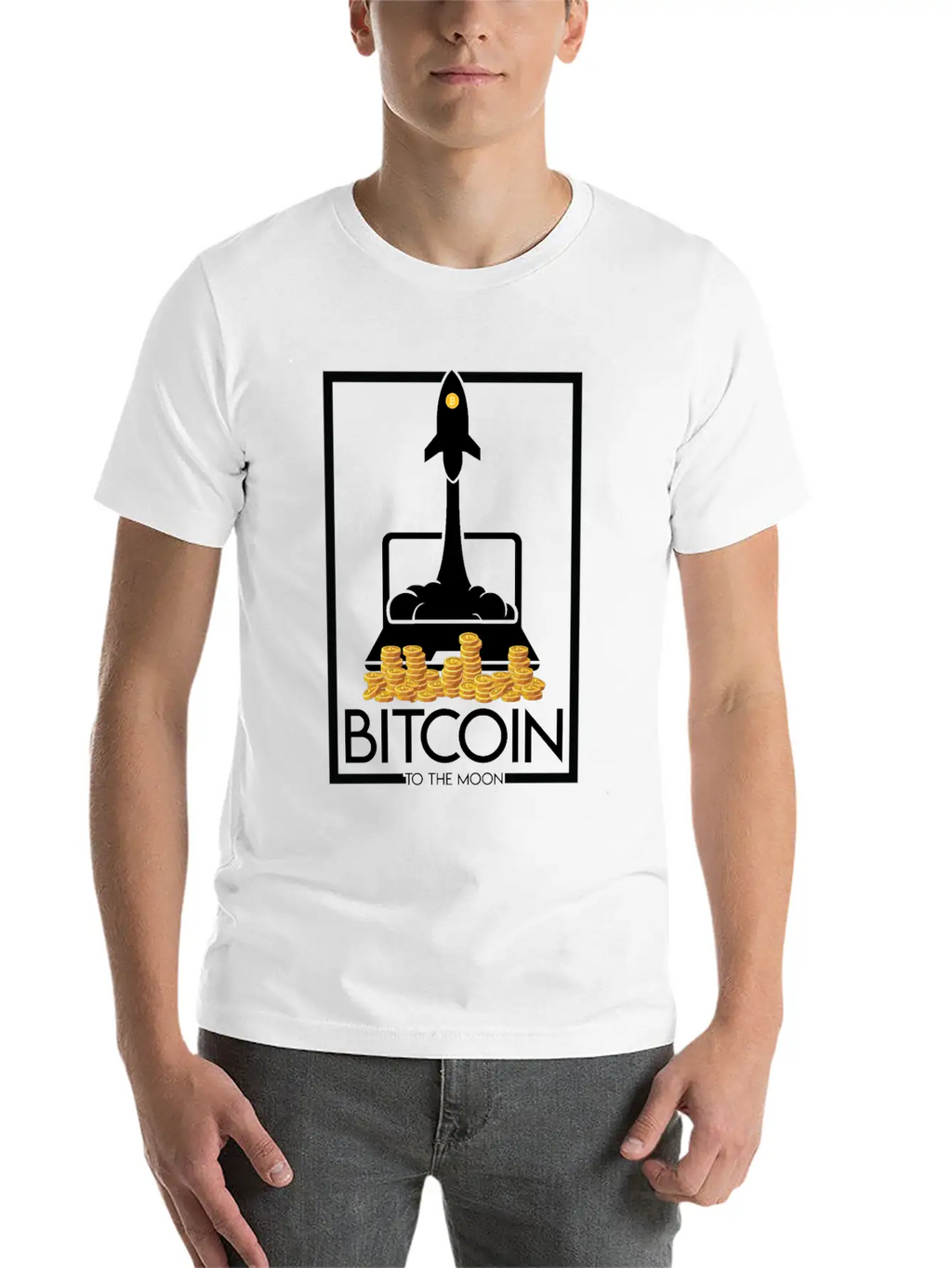 Rocket To The Moon, Bitcoin Unisex Casual T-Shirt – Clean Design For Daily Comfort