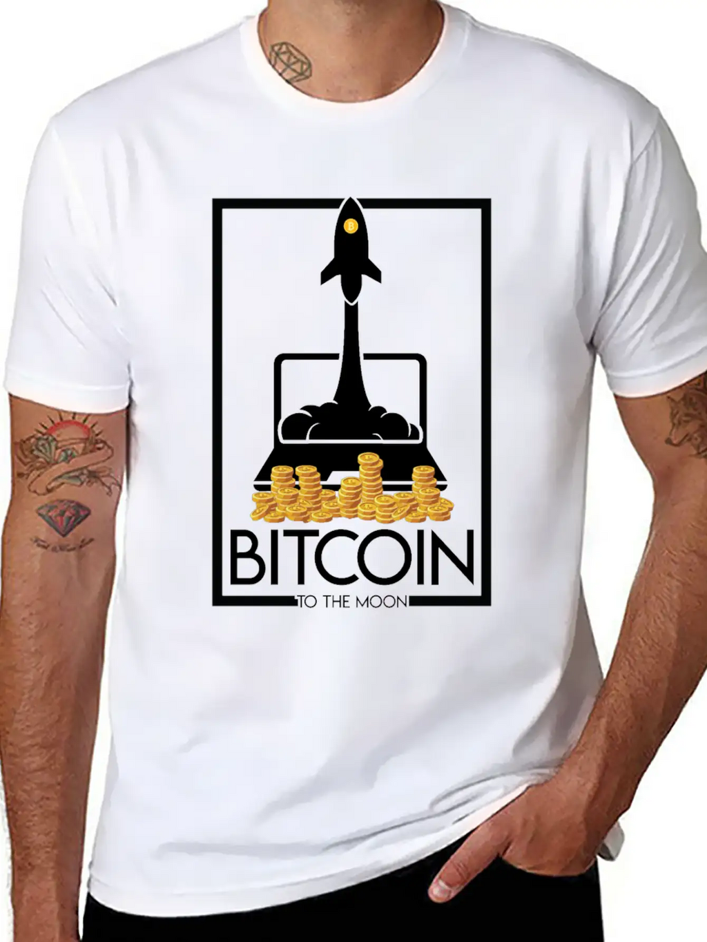 Rocket To The Moon, Bitcoin Unisex Casual T-Shirt – Clean Design For Daily Comfort