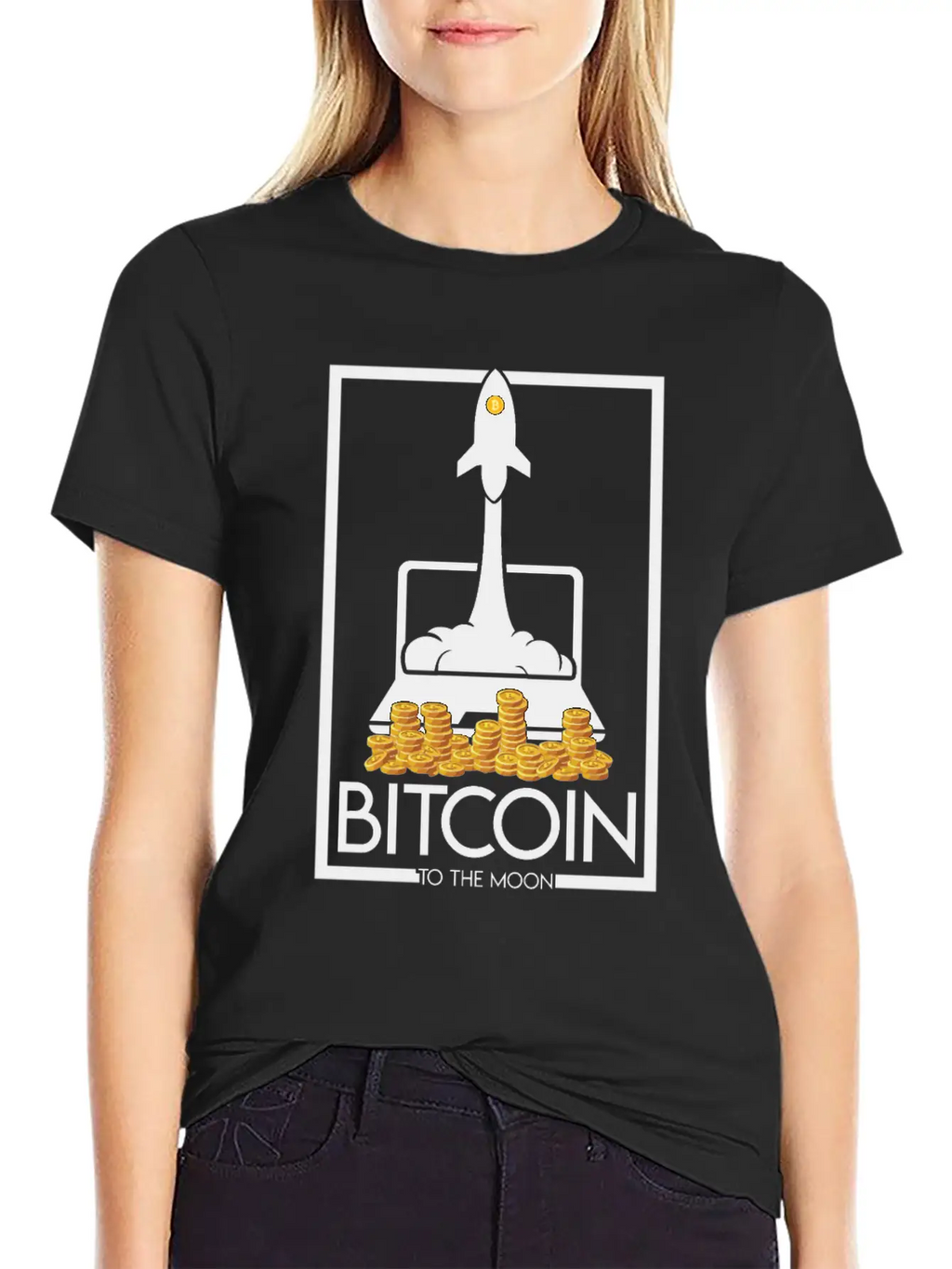 Rocket To The Moon, Bitcoin Unisex Casual T-Shirt – Clean Design For Daily Comfort