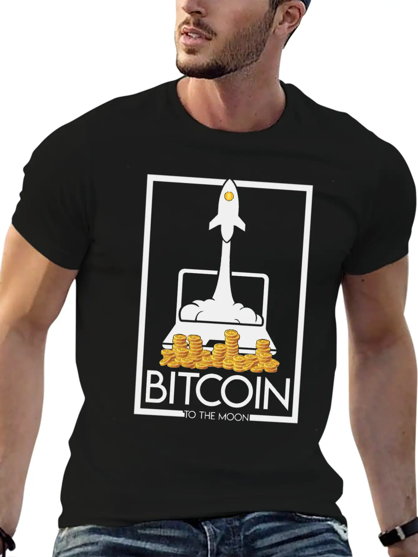Rocket To The Moon, Bitcoin Unisex Casual T-Shirt – Clean Design For Daily Comfort