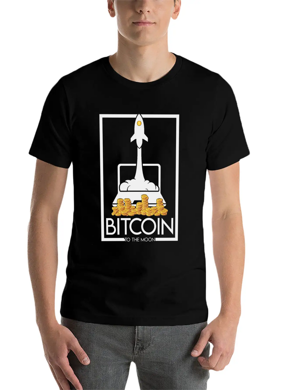 Rocket To The Moon, Bitcoin Unisex Casual T-Shirt – Clean Design For Daily Comfort