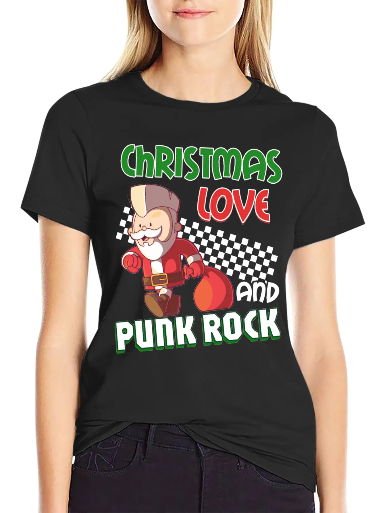 Rocky Christmas: Santa Claus Concert In Punk Rock Stylish Everyday T-Shirt – Unisex Basic Cotton Tee
