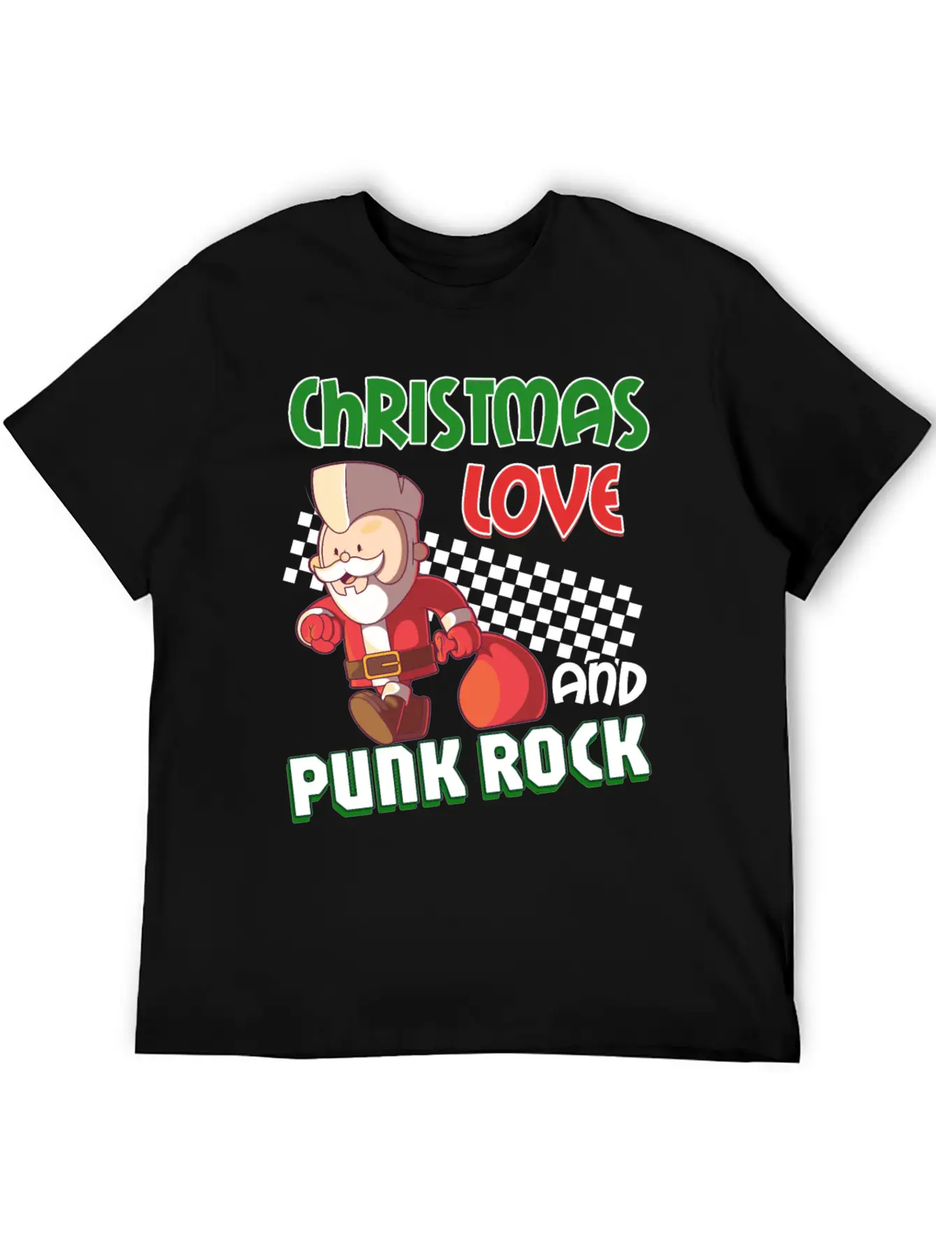 Rocky Christmas: Santa Claus Concert In Punk Rock Stylish Everyday T-Shirt – Unisex Basic Cotton Tee