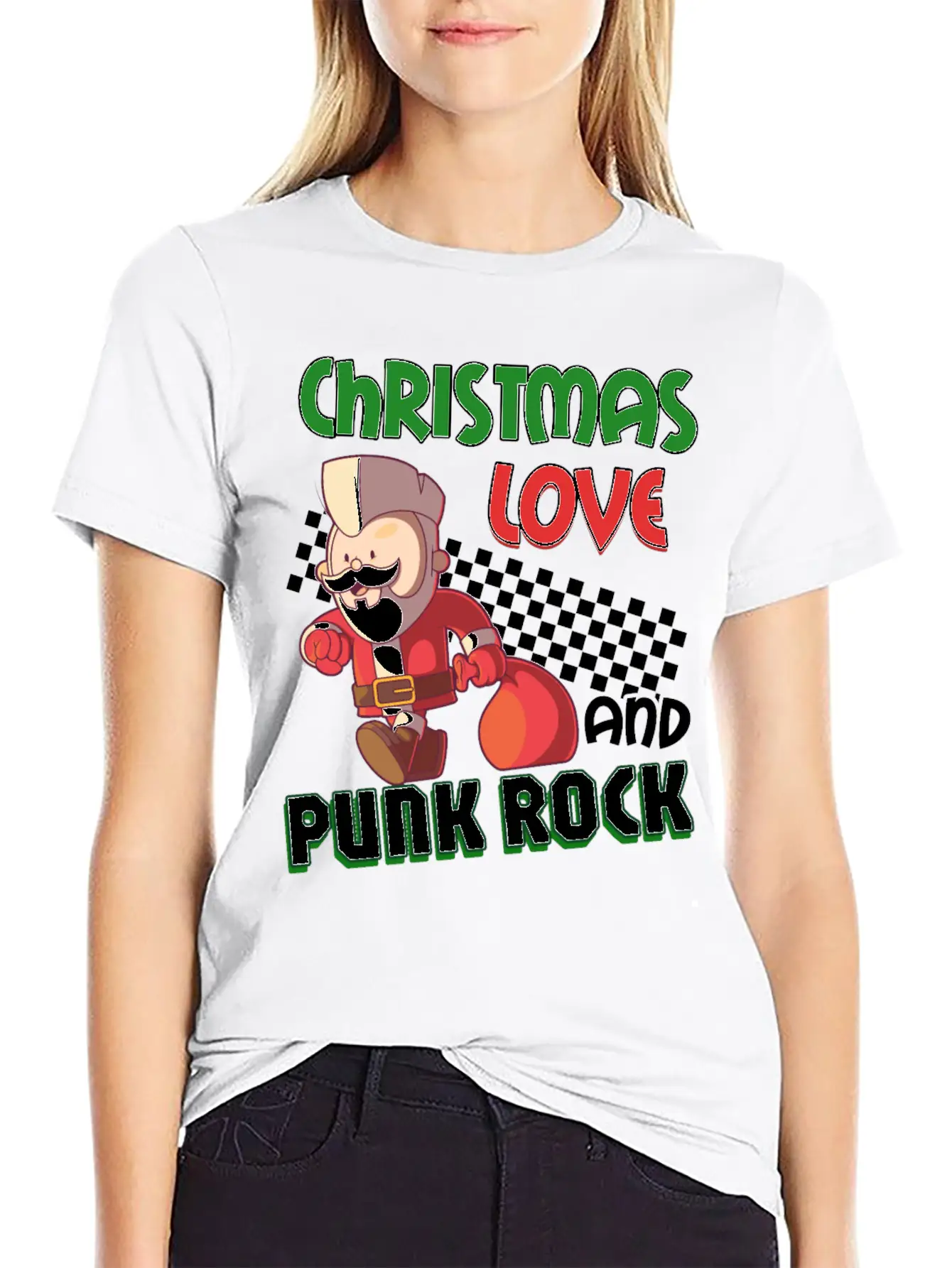Rocky Christmas: Santa Claus Concert In Punk Rock Stylish Everyday T-Shirt – Unisex Basic Cotton Tee