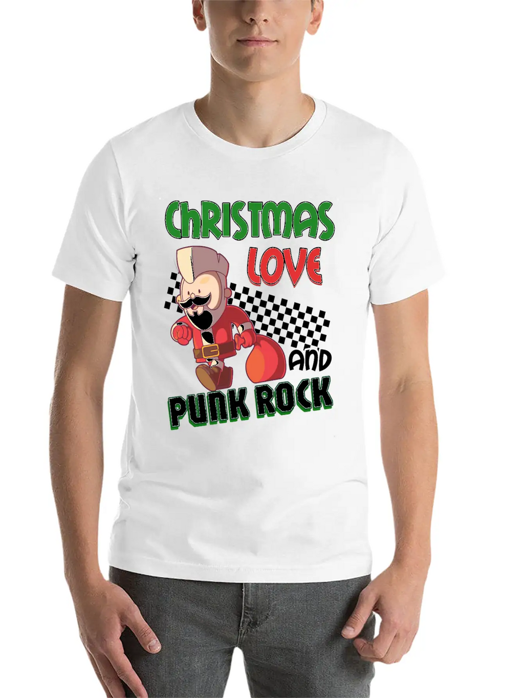 Rocky Christmas: Santa Claus Concert In Punk Rock Stylish Everyday T-Shirt – Unisex Basic Cotton Tee