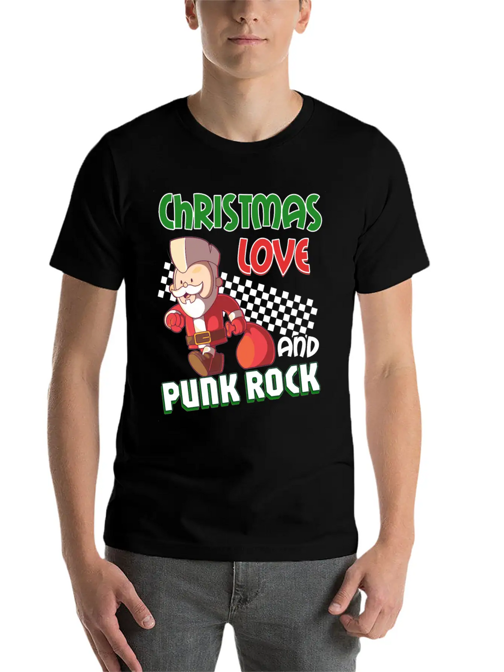 Rocky Christmas: Santa Claus Concert In Punk Rock Stylish Everyday T-Shirt – Unisex Basic Cotton Tee