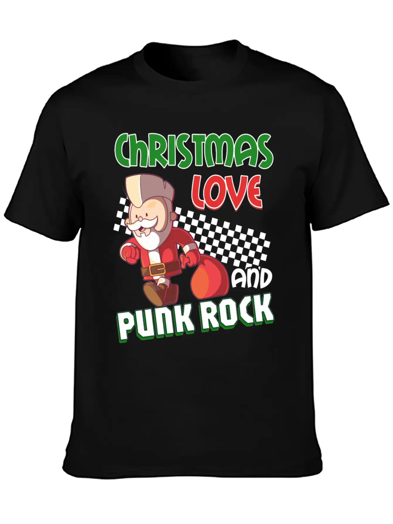 Rocky Christmas: Santa Claus Concert In Punk Rock Stylish Everyday T-Shirt – Unisex Basic Cotton Tee