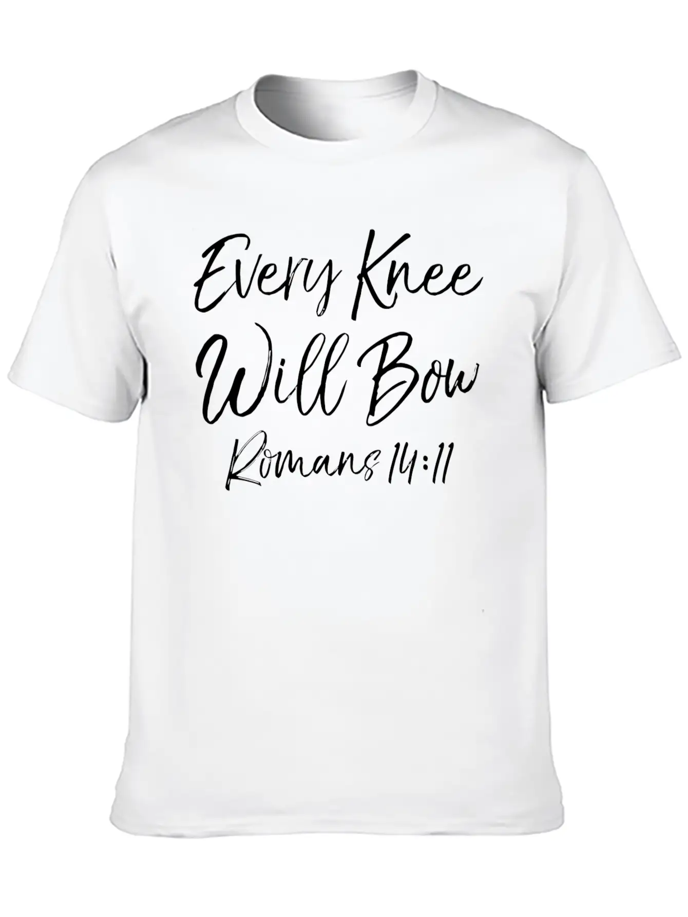 Romans 1411 Cute Bible Verse Quote Gift Every Knee Basic Graphic T-Shirt – Daily Comfort In Soft Cotton