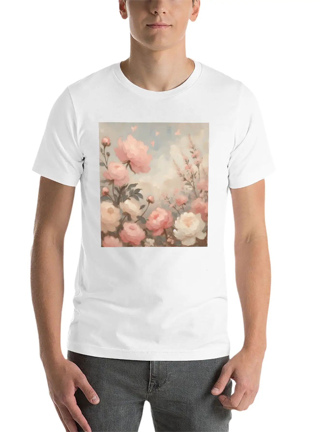 Romantic Pastel Valentine Bouquet Basic Graphic T-Shirt – Daily Comfort In Soft Cotton