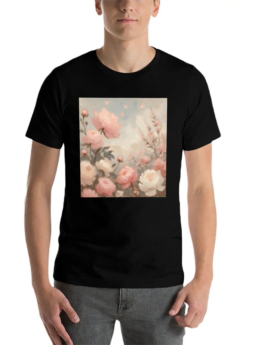 Romantic Pastel Valentine Bouquet Basic Graphic T-Shirt – Daily Comfort In Soft Cotton