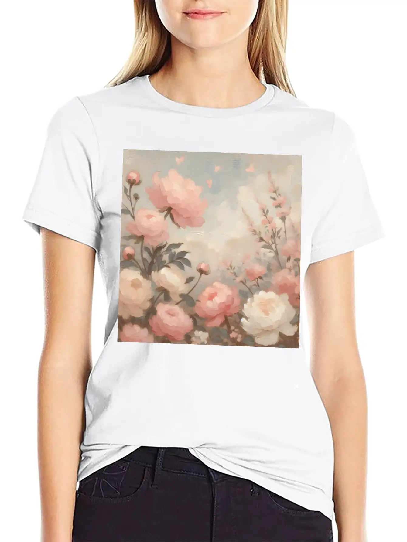 Romantic Pastel Valentine Bouquet Basic Graphic T-Shirt – Daily Comfort In Soft Cotton