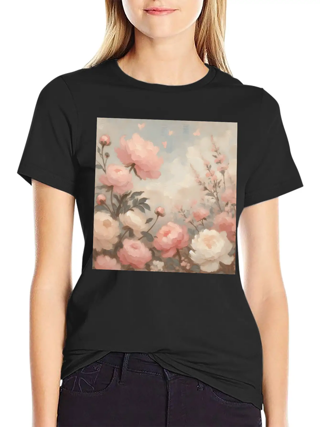 Romantic Pastel Valentine Bouquet Basic Graphic T-Shirt – Daily Comfort In Soft Cotton