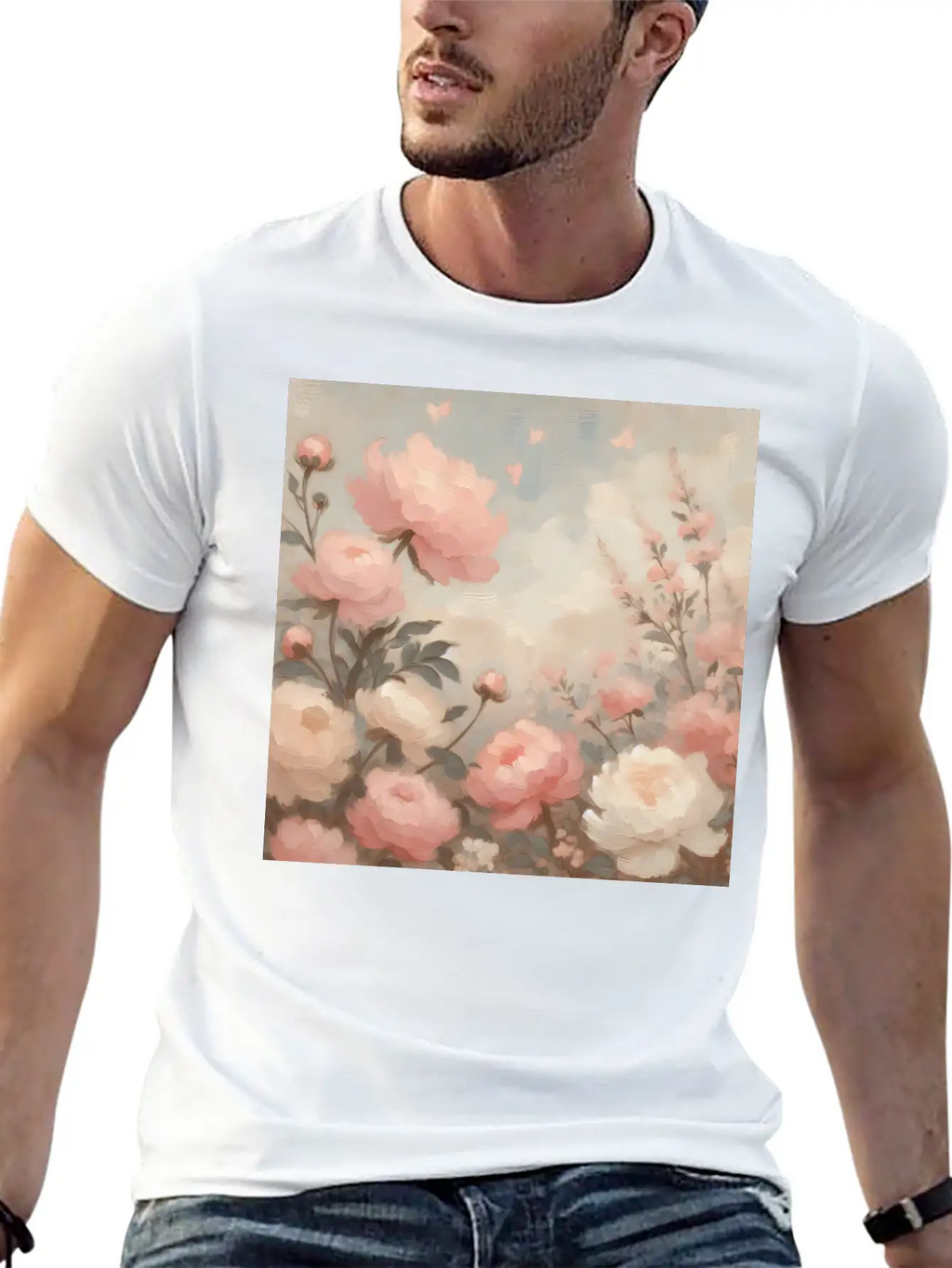 Romantic Pastel Valentine Bouquet Basic Graphic T-Shirt – Daily Comfort In Soft Cotton