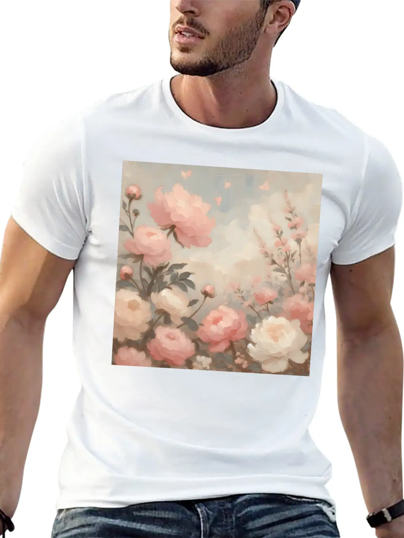 Romantic Pastel Valentine Bouquet Basic Graphic T-Shirt – Daily Comfort In Soft Cotton