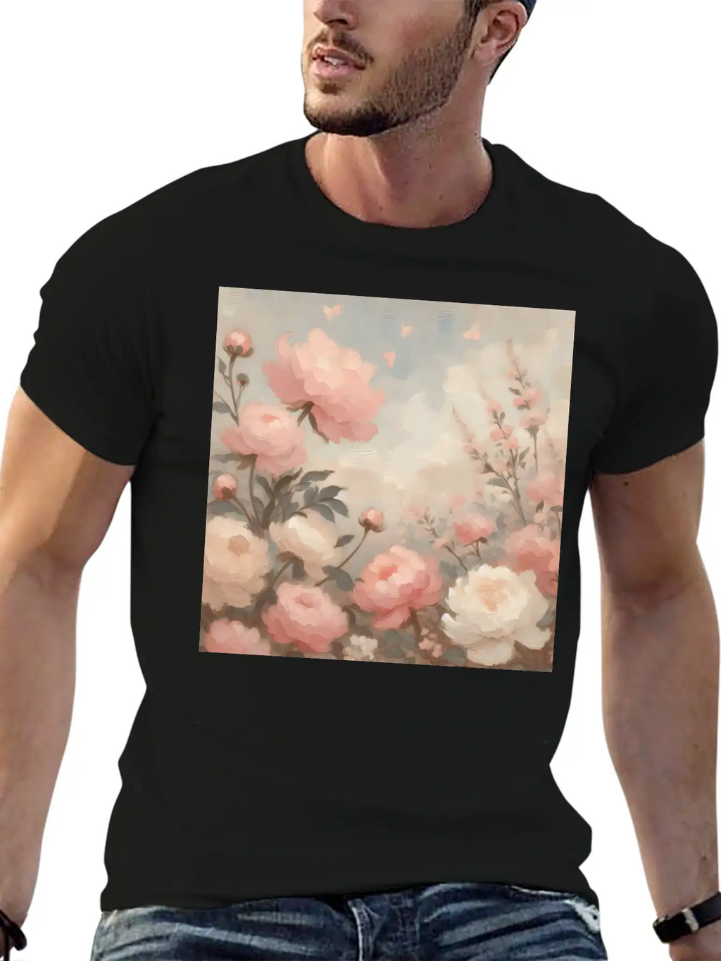 Romantic Pastel Valentine Bouquet Basic Graphic T-Shirt – Daily Comfort In Soft Cotton