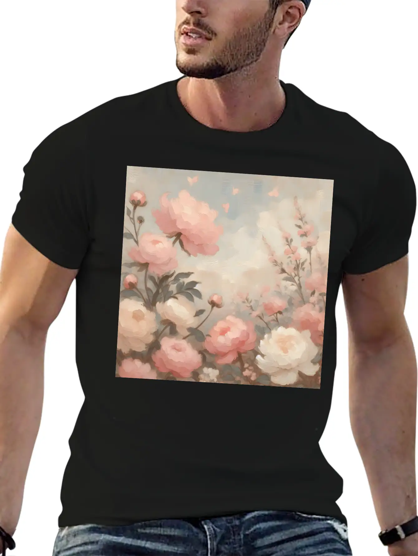 Romantic Pastel Valentine Bouquet Basic Graphic T-Shirt – Daily Comfort In Soft Cotton