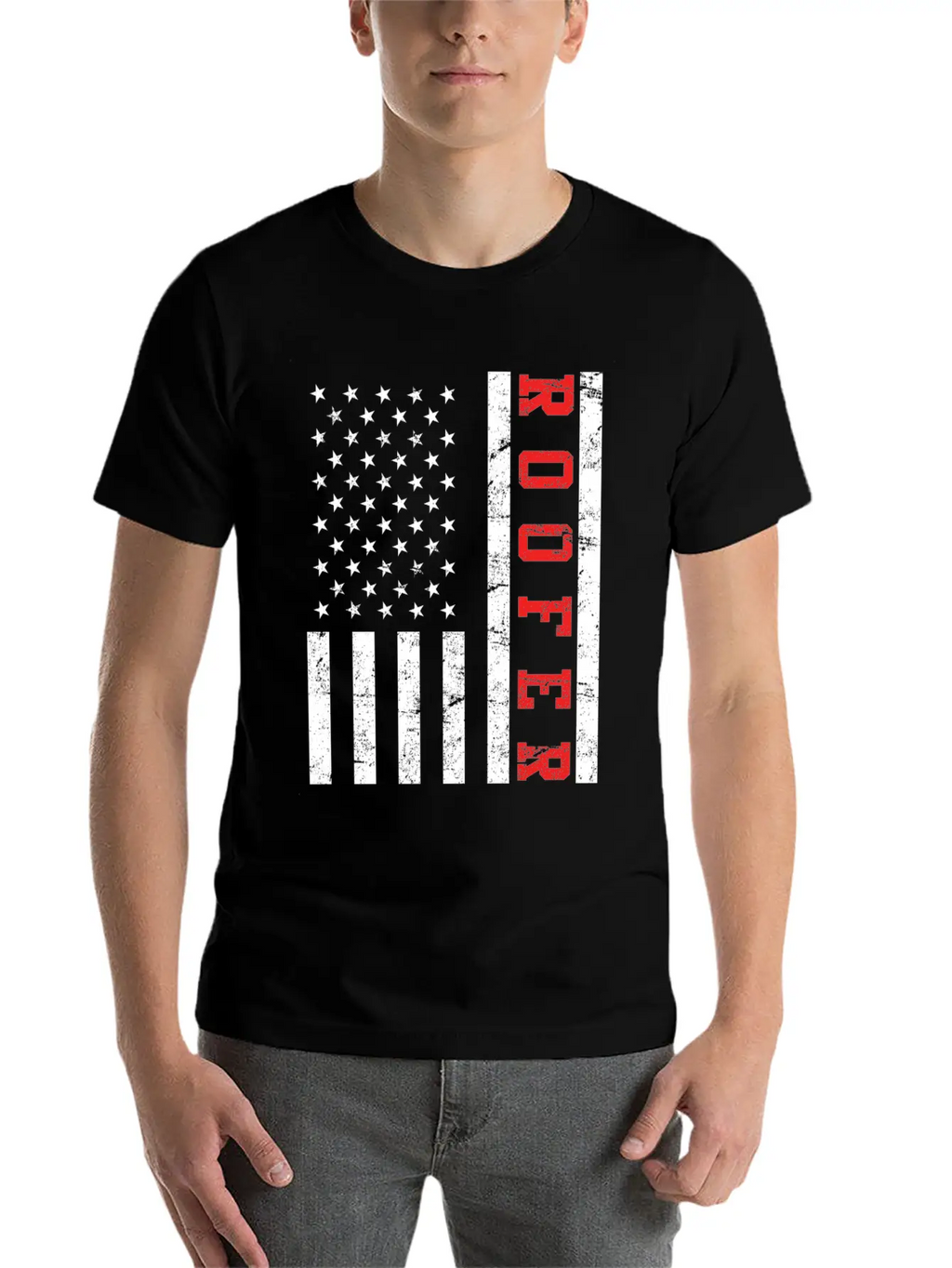 Roofer Saying USA Flag Flag Relaxed Everyday Tee – Lightweight And Durable Cotton