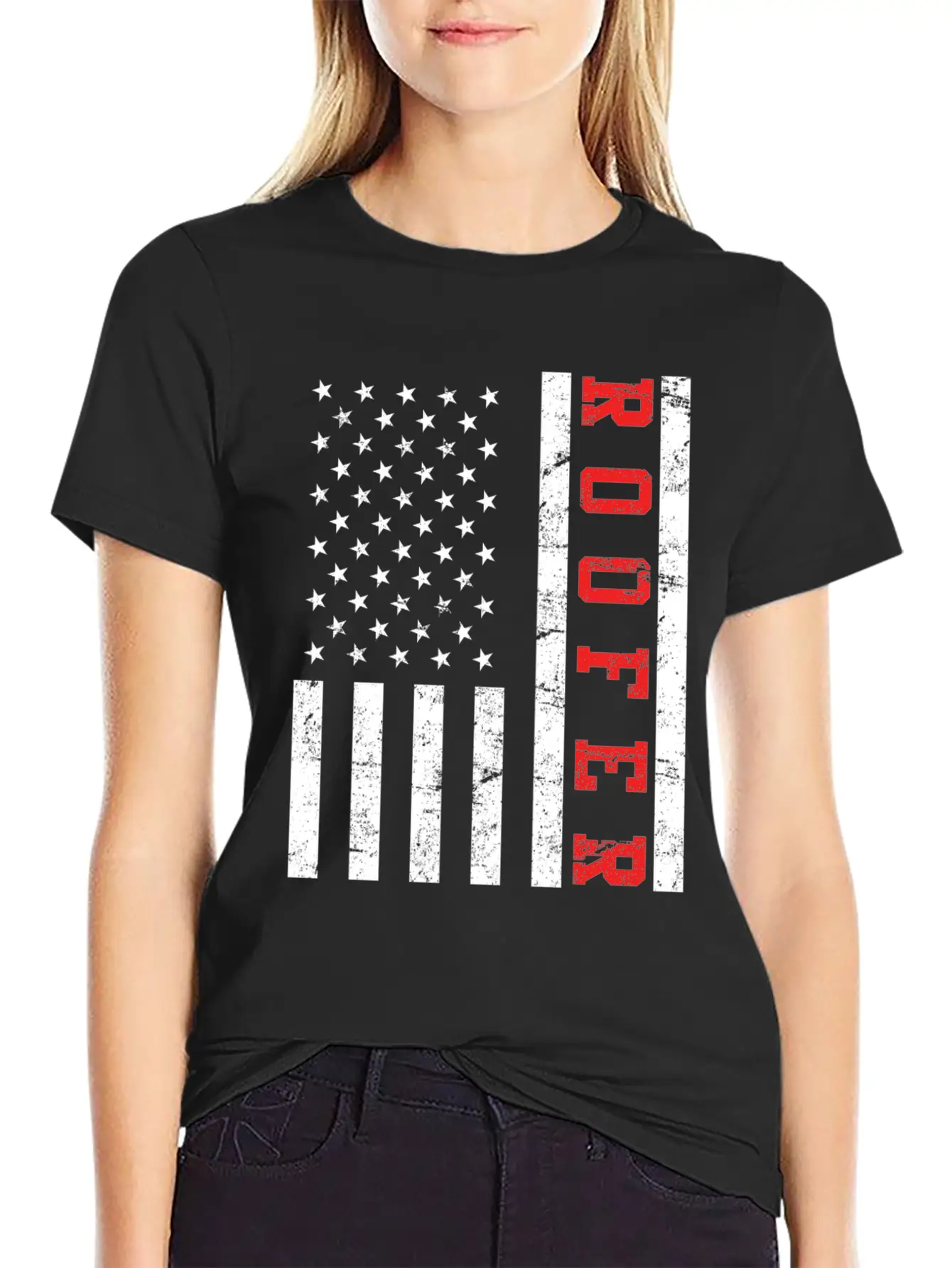 Roofer Saying USA Flag Flag Relaxed Everyday Tee – Lightweight And Durable Cotton