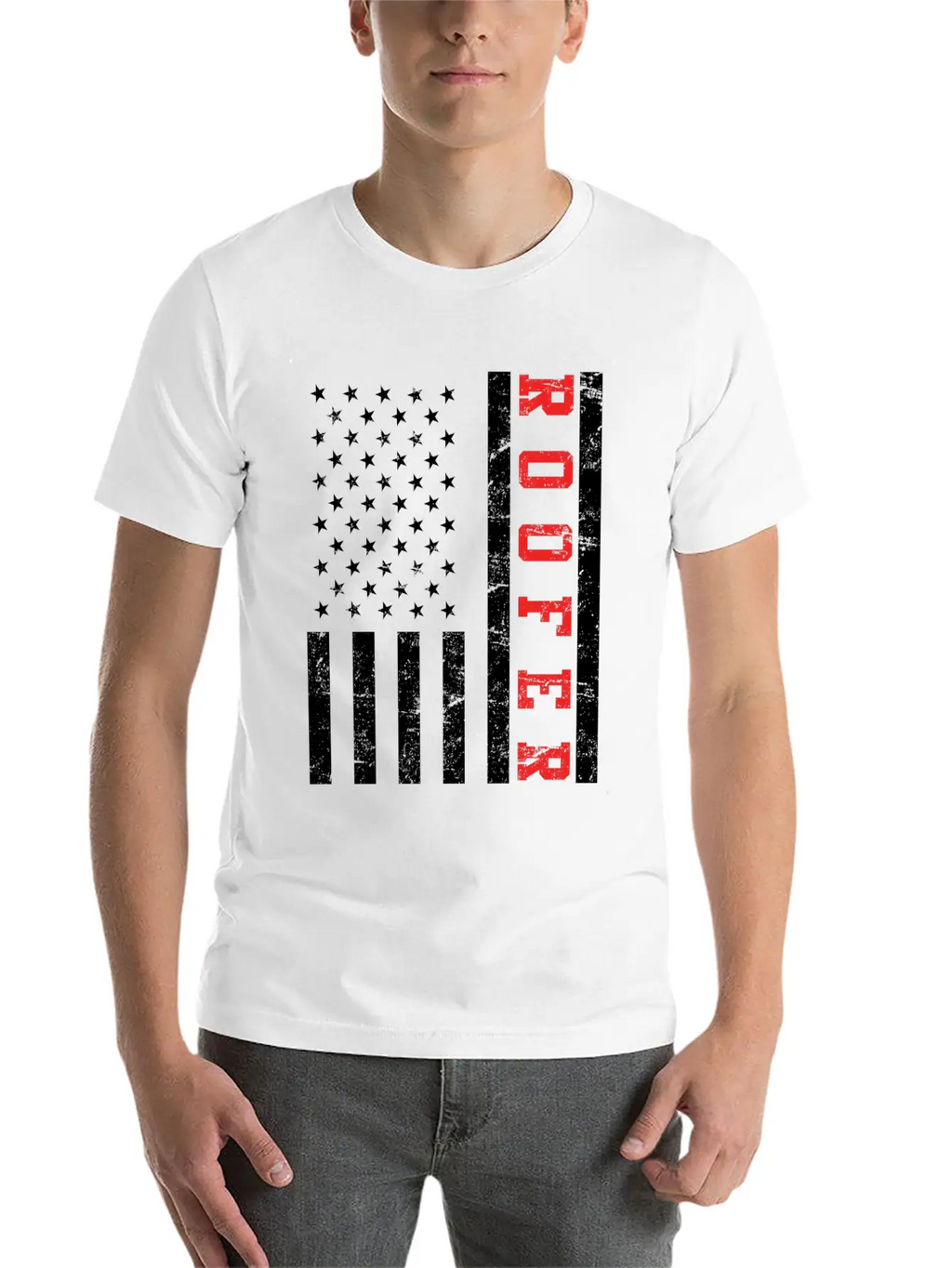 Roofer Saying USA Flag Flag Relaxed Everyday Tee – Lightweight And Durable Cotton