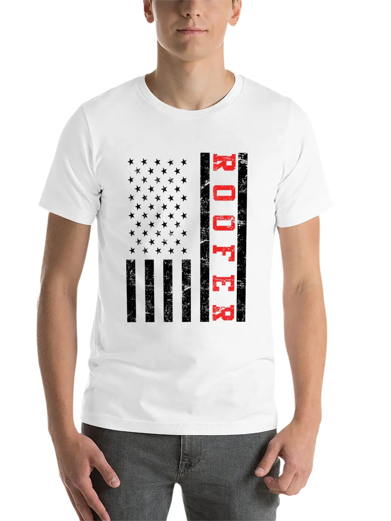 Roofer Saying USA Flag Flag Relaxed Everyday Tee – Lightweight And Durable Cotton