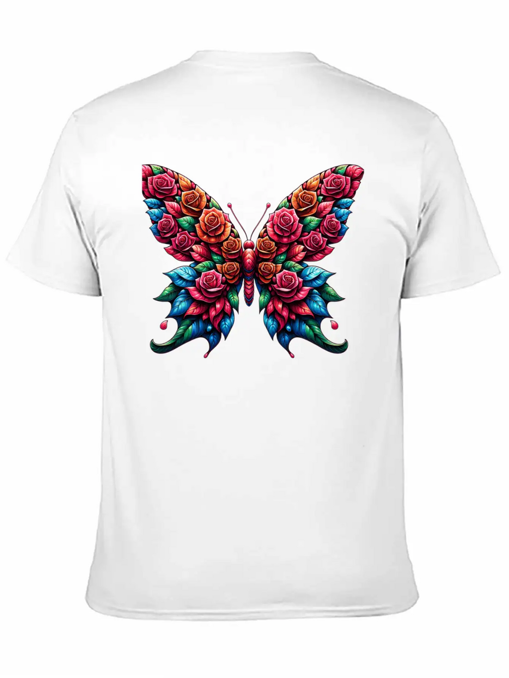 Rose And Butterfly Fusion, Floral Butterfly Design Timeless Short Sleeve Tee – Comfy And Minimalist Design
