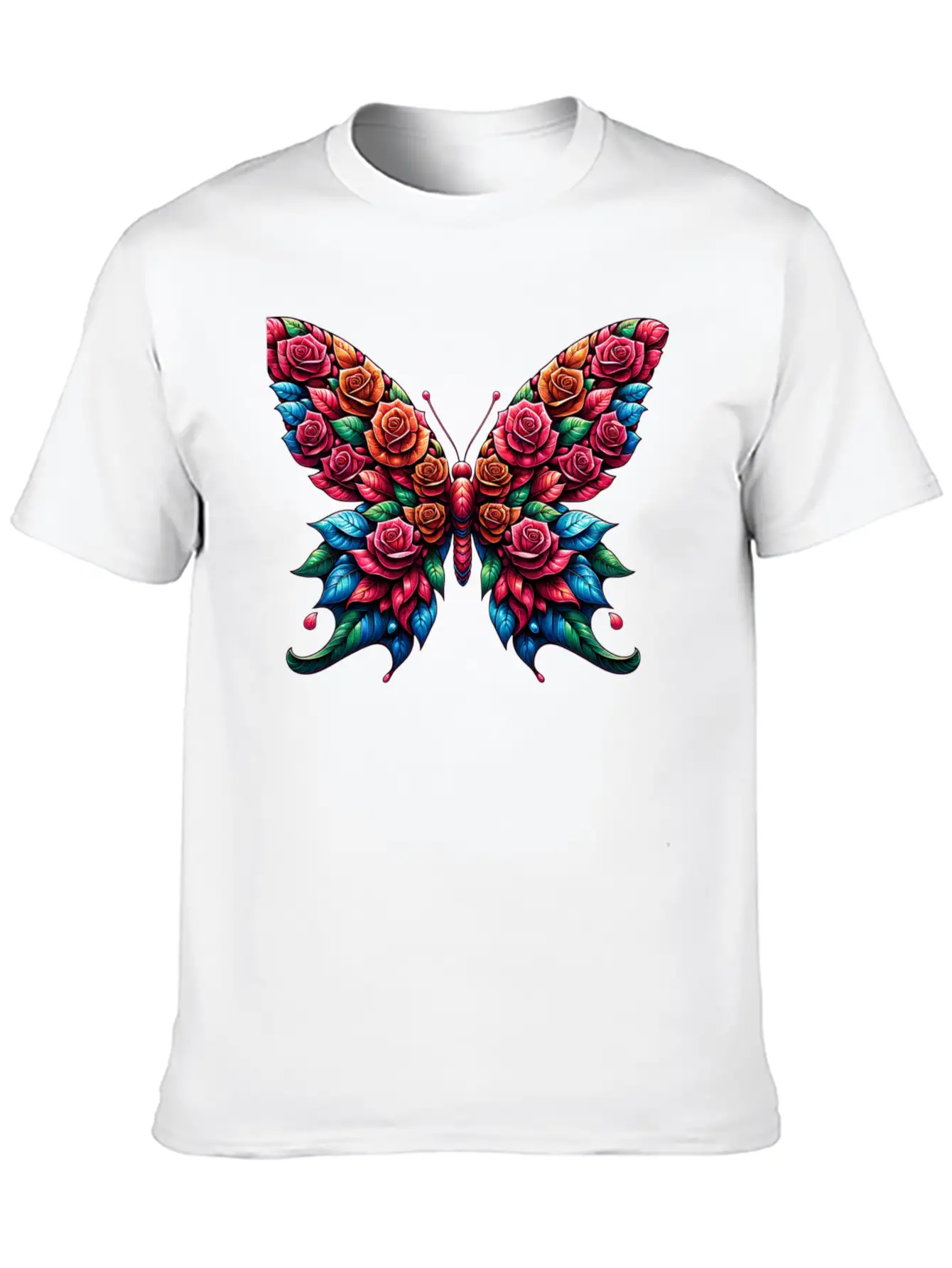 Rose And Butterfly Fusion, Floral Butterfly Design Timeless Short Sleeve Tee – Comfy And Minimalist Design
