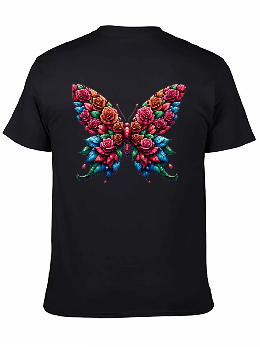 Rose And Butterfly Fusion, Floral Butterfly Design Timeless Short Sleeve Tee – Comfy And Minimalist Design