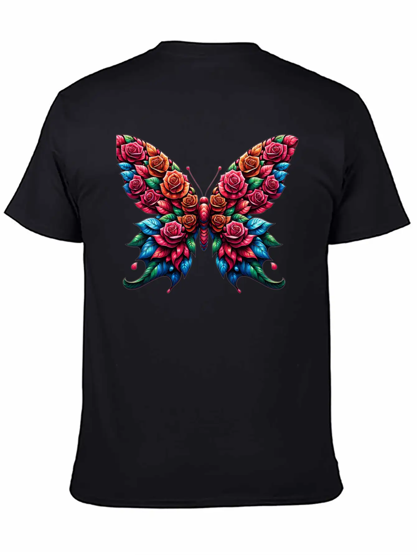 Rose And Butterfly Fusion, Floral Butterfly Design Timeless Short Sleeve Tee – Comfy And Minimalist Design
