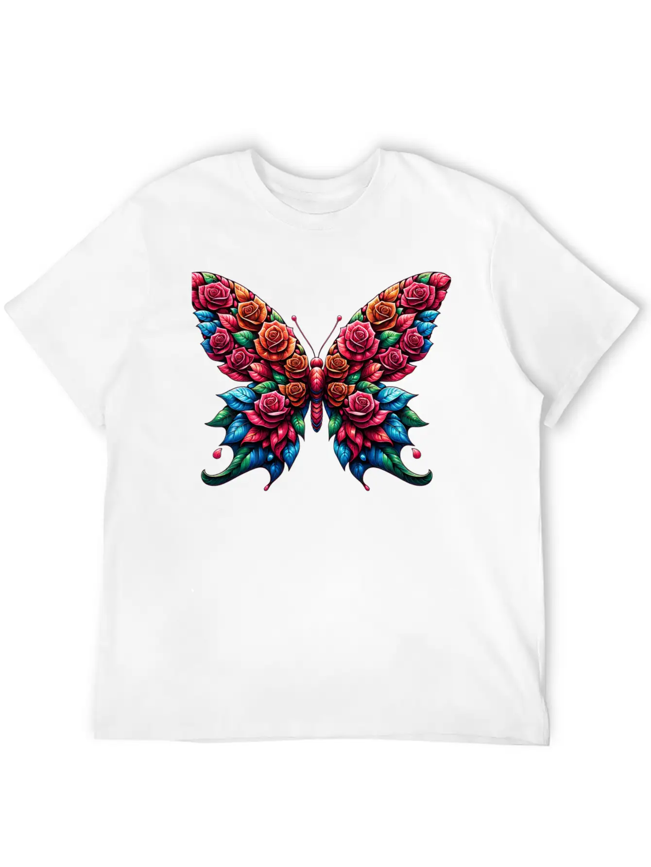 Rose And Butterfly Fusion, Floral Butterfly Design Timeless Short Sleeve Tee – Comfy And Minimalist Design