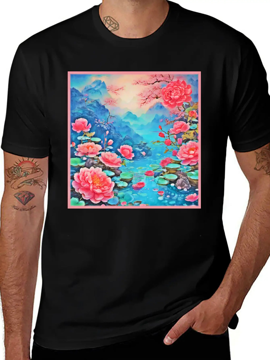Rose Ice Oil Art Breathable Soft Cotton T-Shirt – Timeless Casual Look