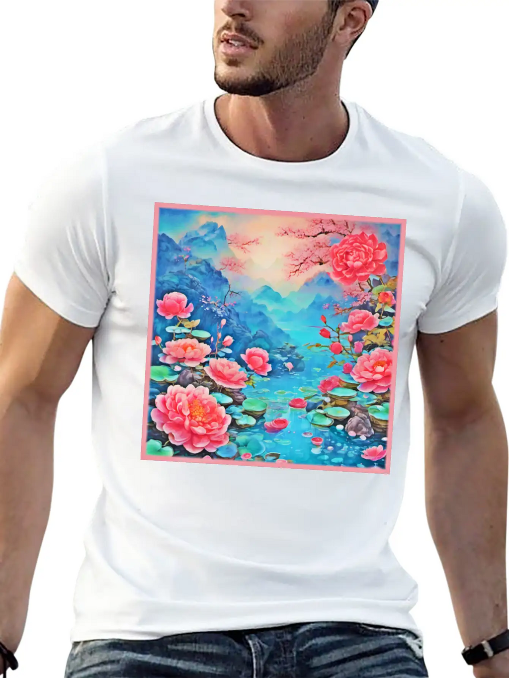 Rose Ice Oil Art Breathable Soft Cotton T-Shirt – Timeless Casual Look