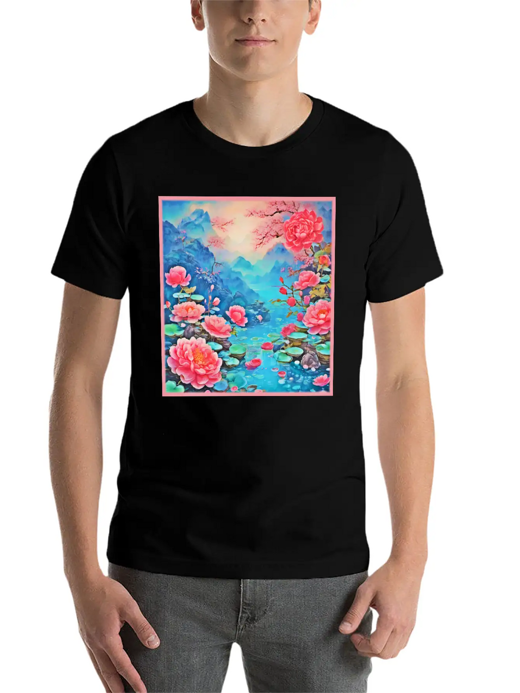 Rose Ice Oil Art Breathable Soft Cotton T-Shirt – Timeless Casual Look