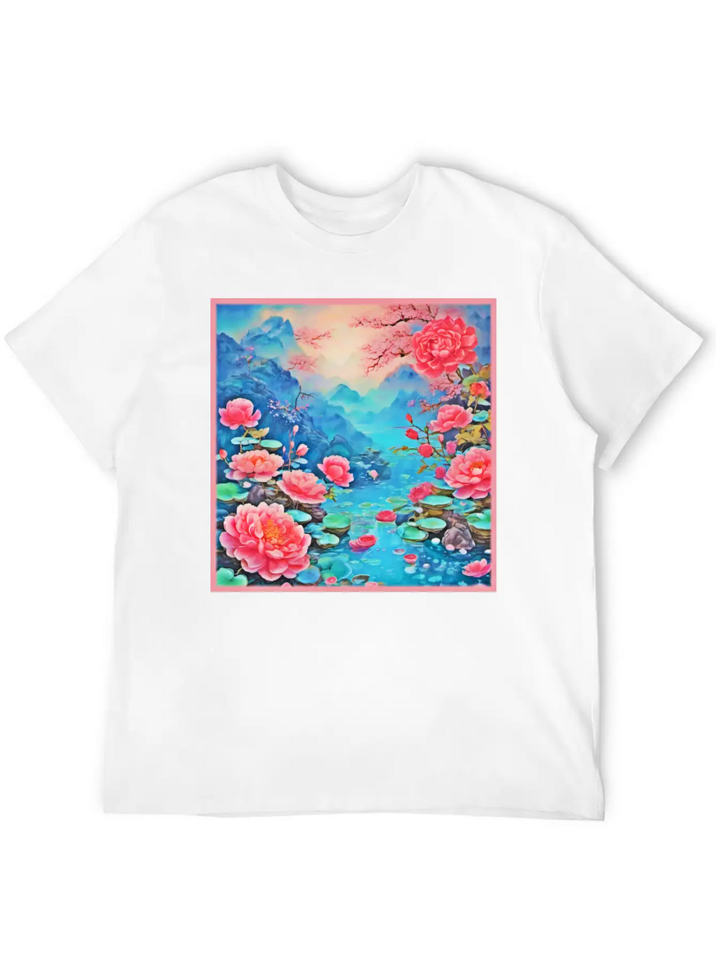 Rose Ice Oil Art Breathable Soft Cotton T-Shirt – Timeless Casual Look