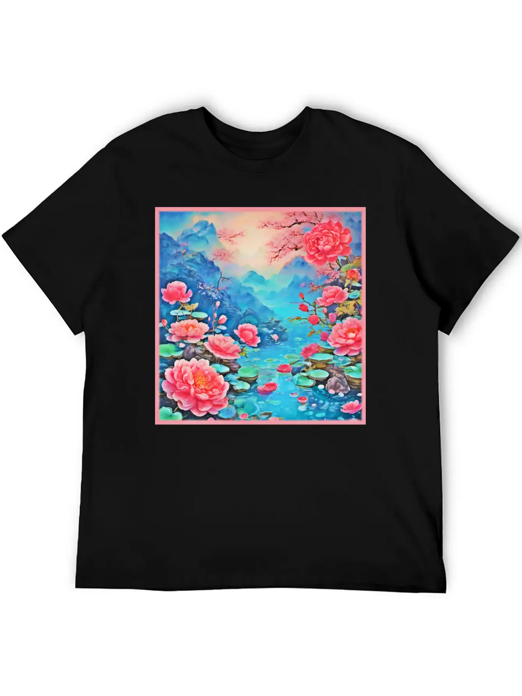 Rose Ice Oil Art Breathable Soft Cotton T-Shirt – Timeless Casual Look