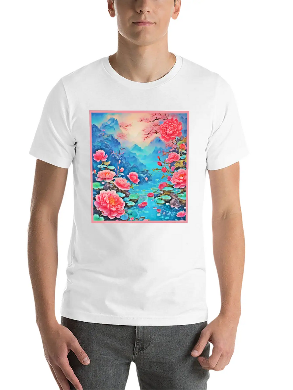 Rose Ice Oil Art Breathable Soft Cotton T-Shirt – Timeless Casual Look