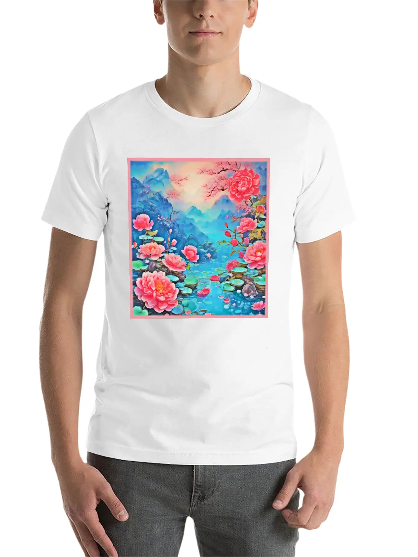 Rose Ice Oil Art Breathable Soft Cotton T-Shirt – Timeless Casual Look