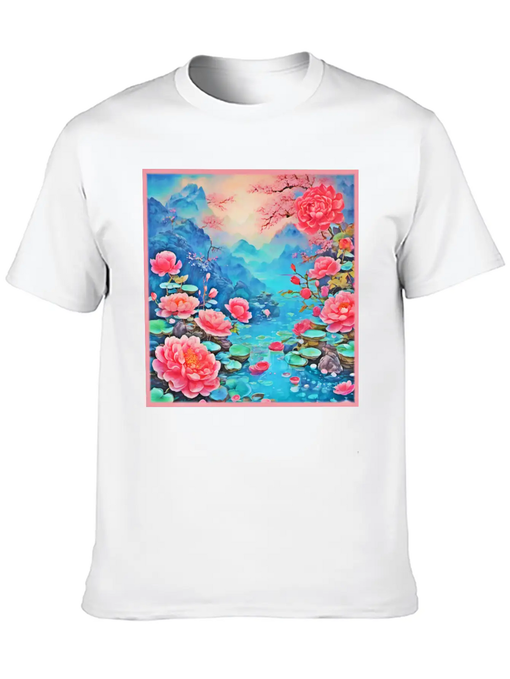 Rose Ice Oil Art Breathable Soft Cotton T-Shirt – Timeless Casual Look