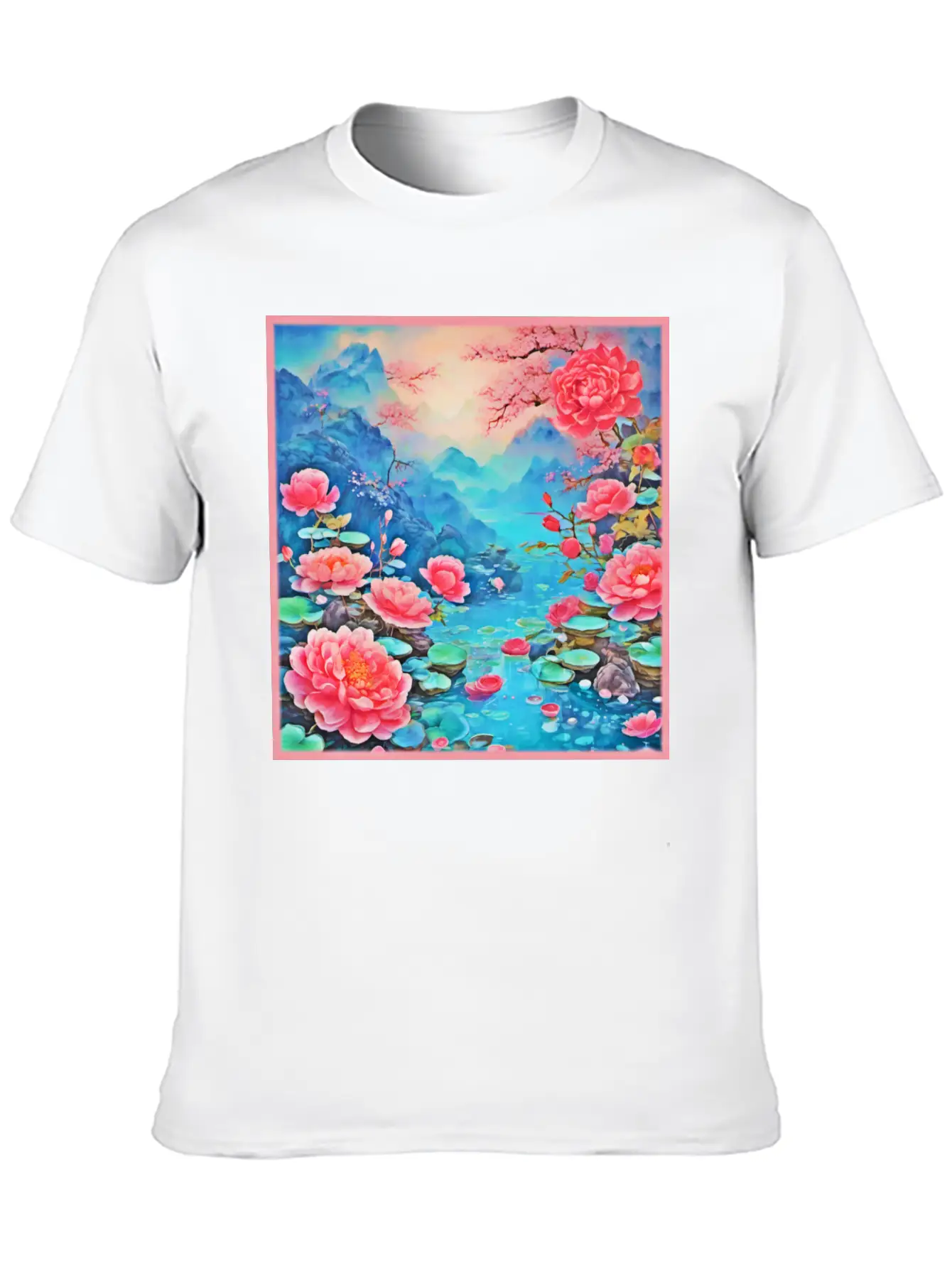 Rose Ice Oil Art Breathable Soft Cotton T-Shirt – Timeless Casual Look