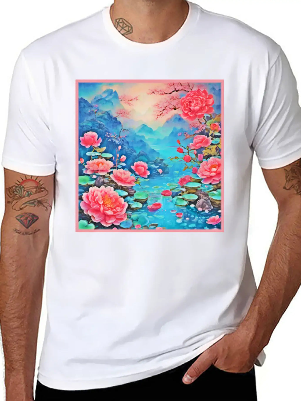 Rose Ice Oil Art Breathable Soft Cotton T-Shirt – Timeless Casual Look