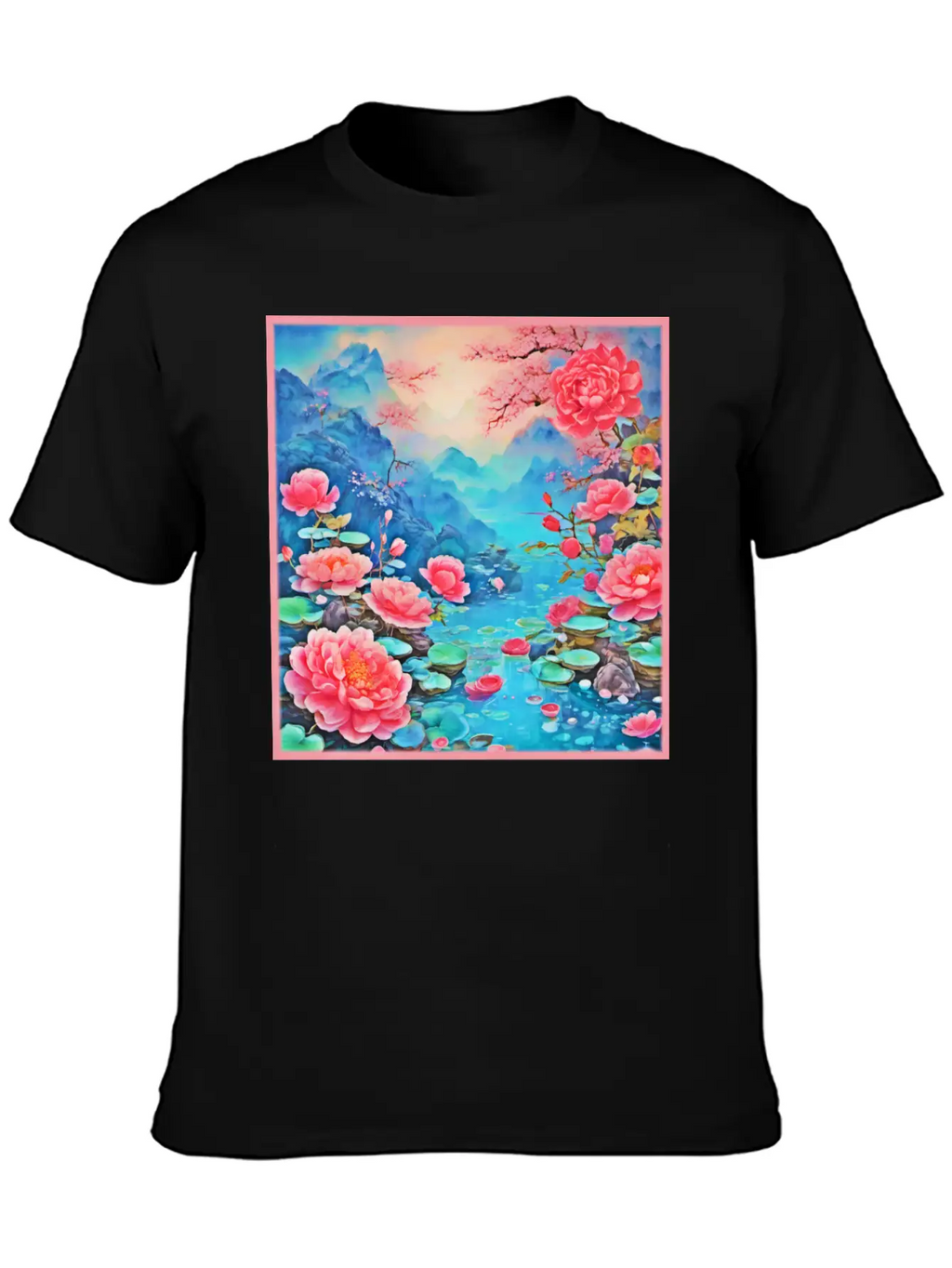Rose Ice Oil Art Breathable Soft Cotton T-Shirt – Timeless Casual Look