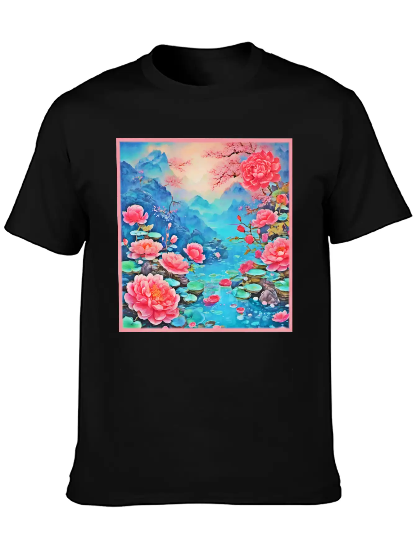 Rose Ice Oil Art Breathable Soft Cotton T-Shirt – Timeless Casual Look