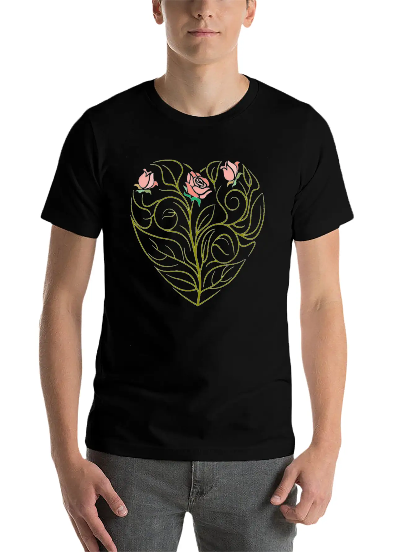 Roses Art Drawing Classic Cotton Tee – Unisex Comfort For Any Season