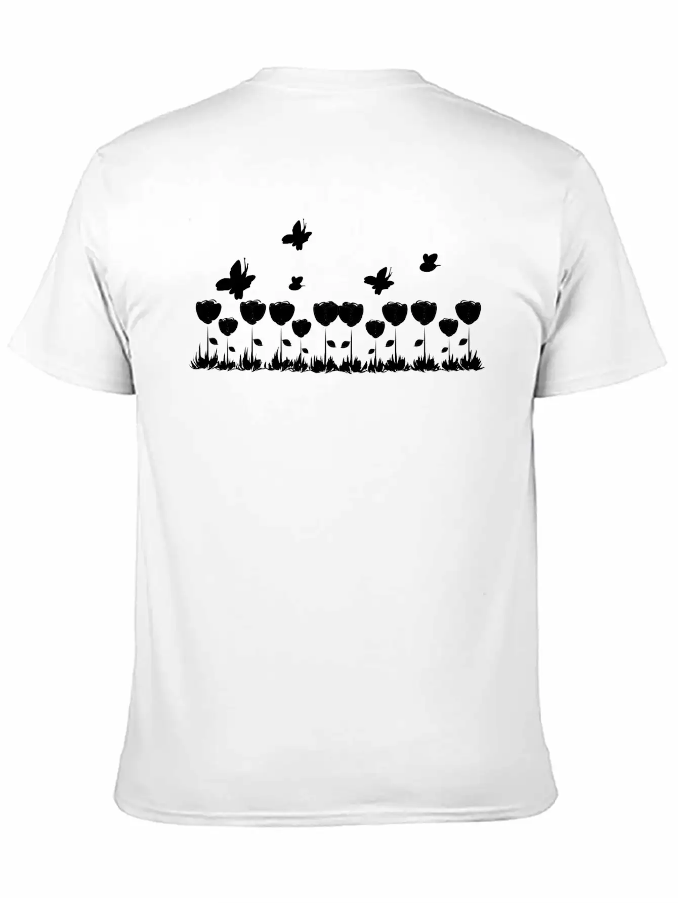 Roses Line Butterfly Nature Grass Basic Graphic T-Shirt – Daily Comfort In Soft Cotton